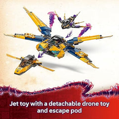 LEGO NINJAGO Ras and Arin’s Super Storm Jet Toy with a Dragon Drone