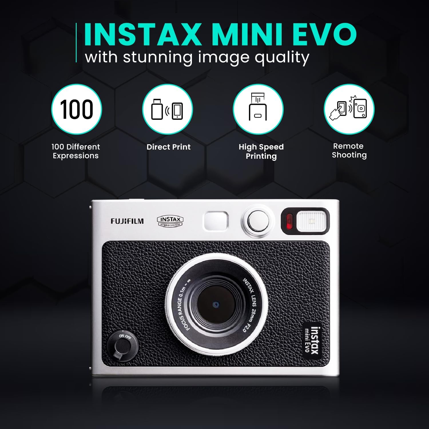 Fujifilm Instax Mini EVO Hybrid Digital/Instant Film Camera (Black)