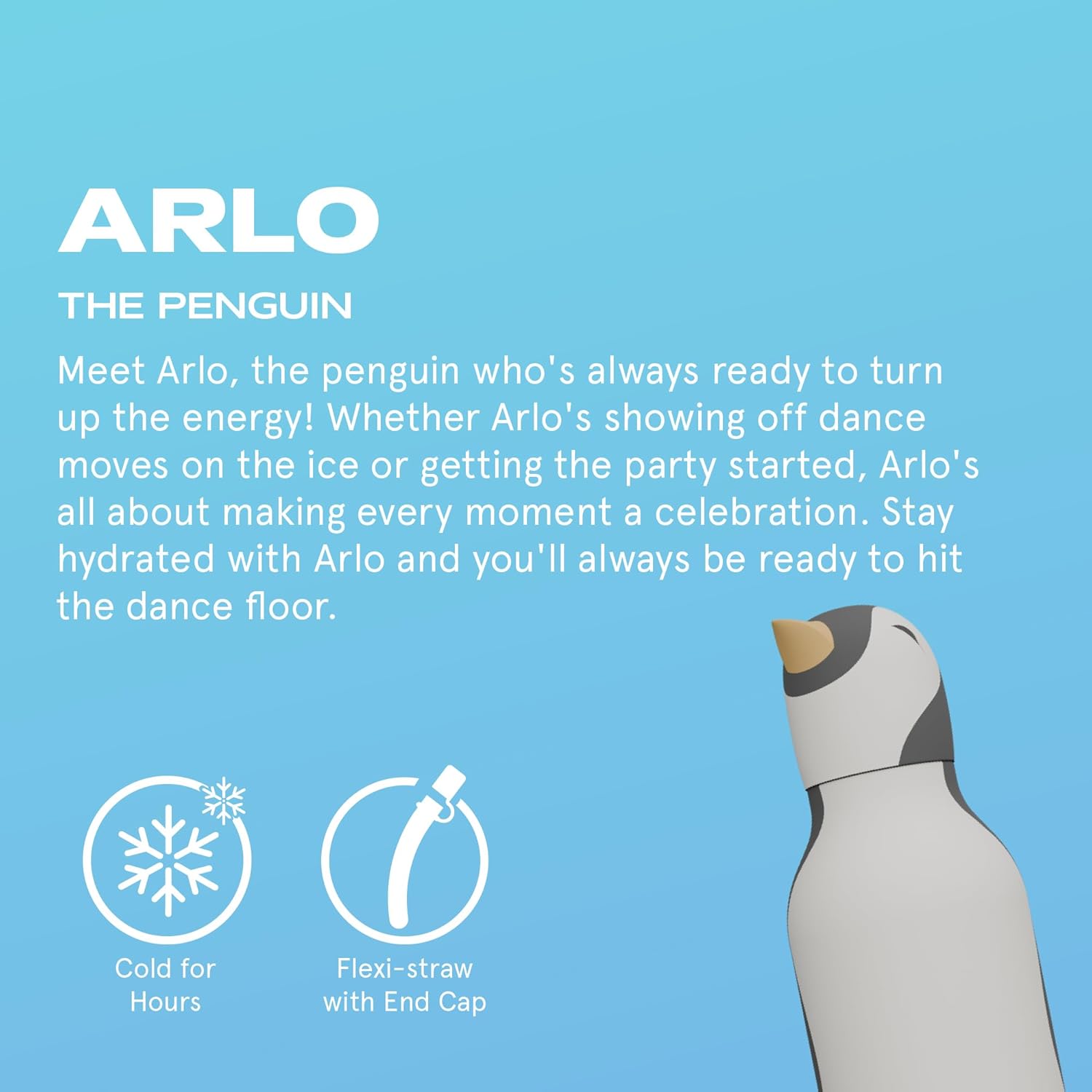 asobu Bestie Bottle Insulated Stainless Steel Water Bottle (Penguin)