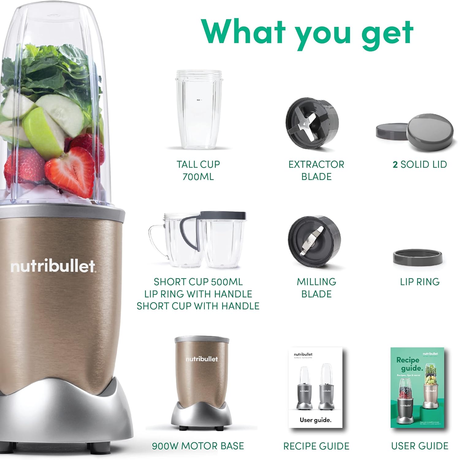 Nutribullet 900 Watts - Champagne - 9 Pirces