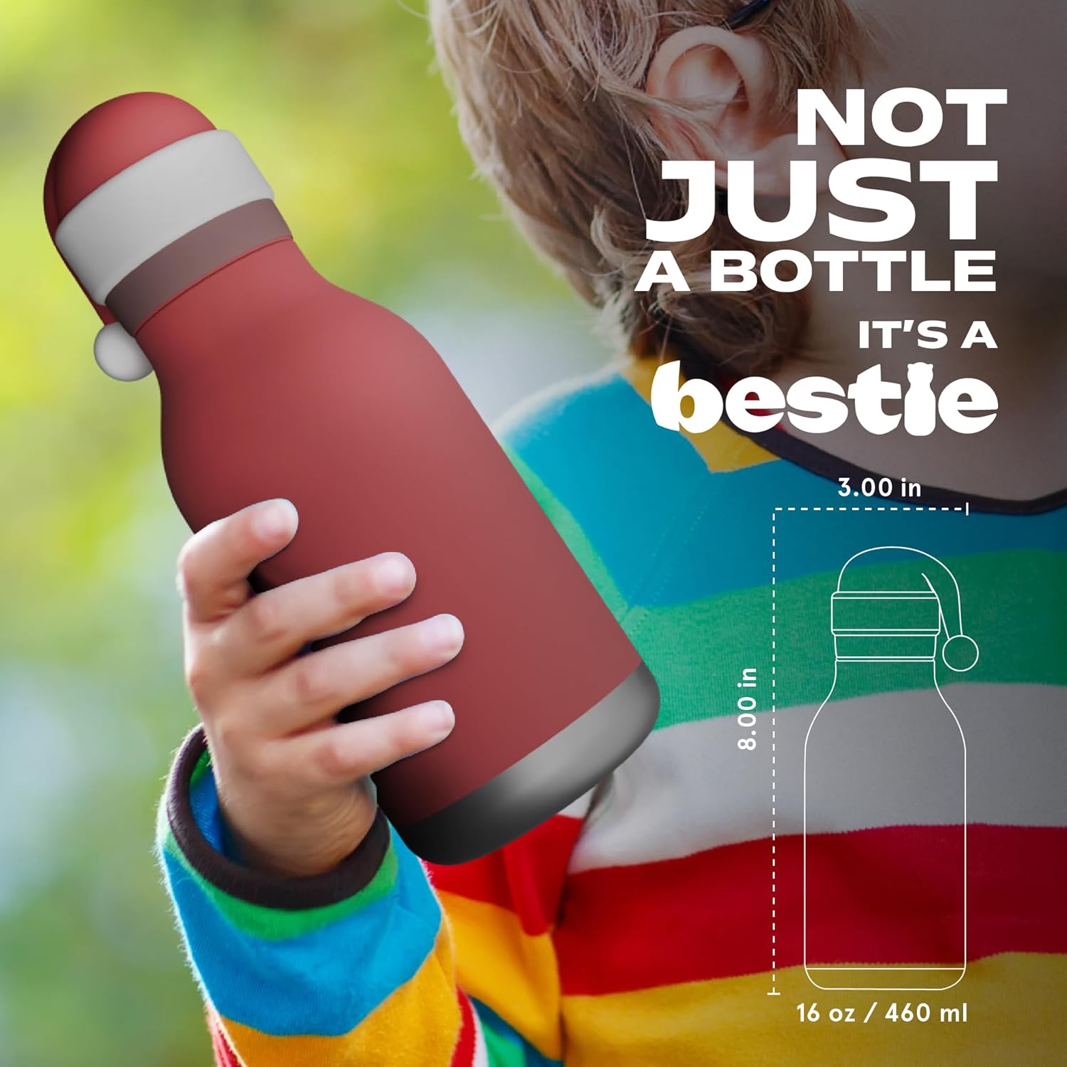asobu Bestie Bottle Insulated Stainless Steel Water Bottle (Santa)