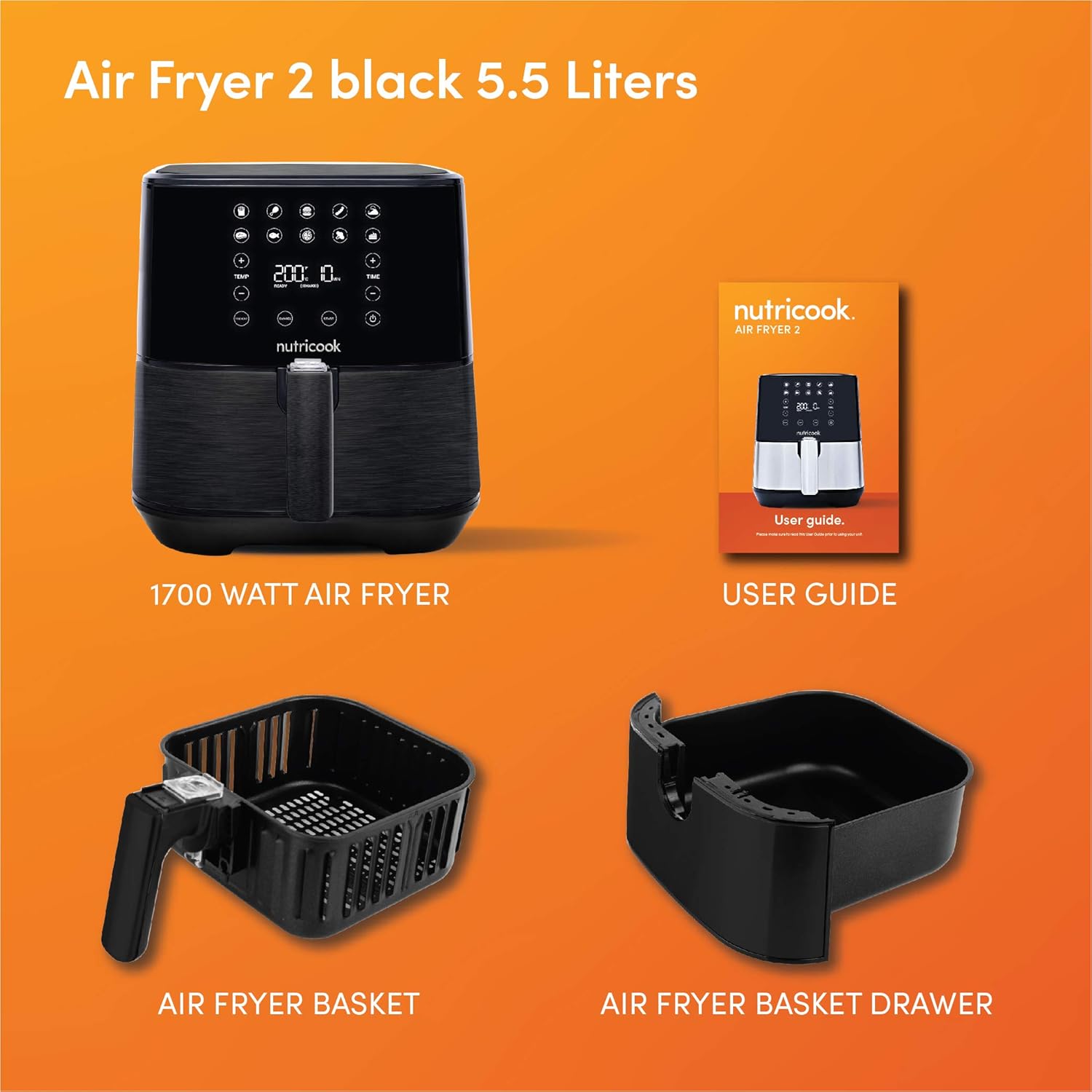 Nutricook Rapid Air Fryer 1700 Watts - Black