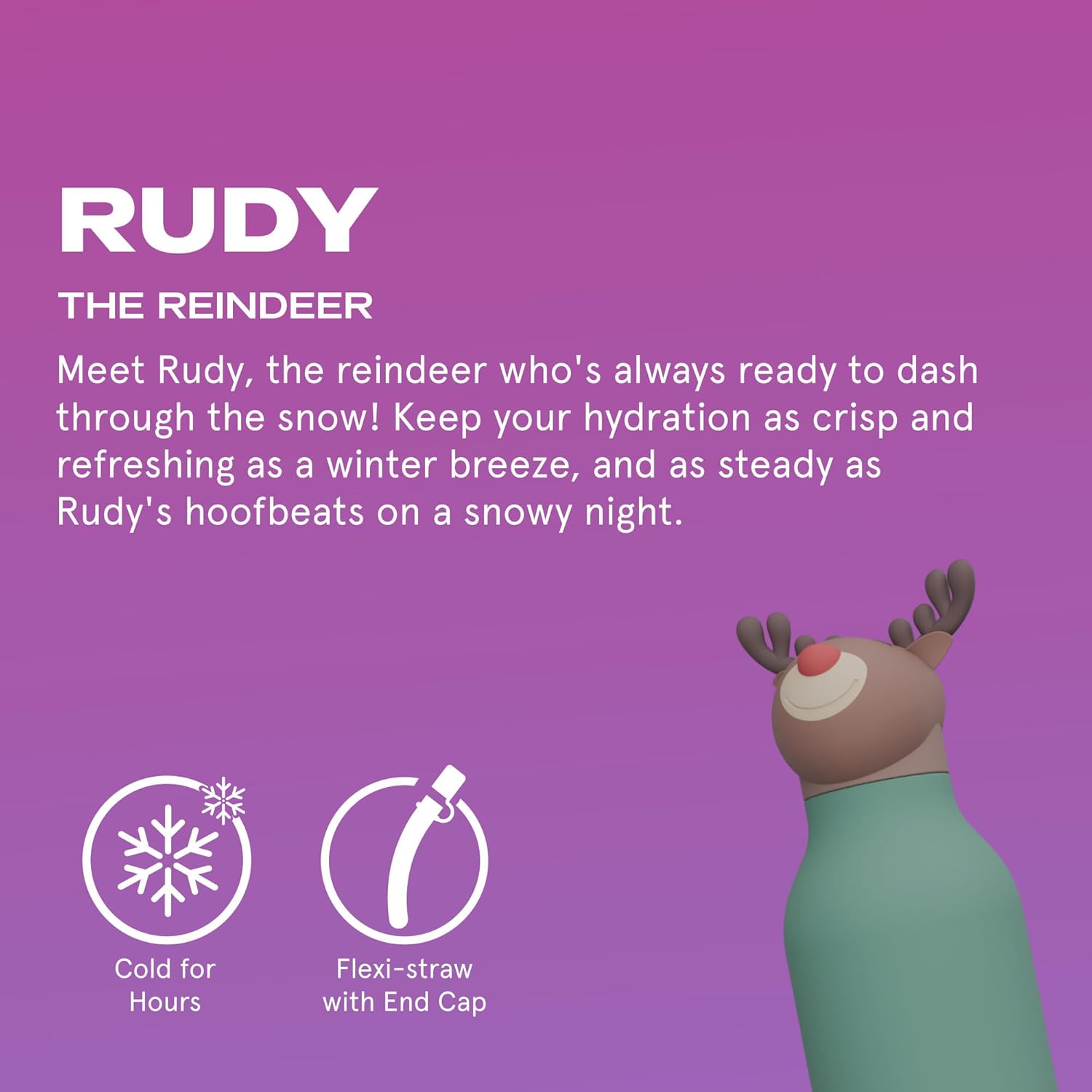 asobu Bestie Bottle Insulated Stainless Steel Water Bottle (Reindeer)