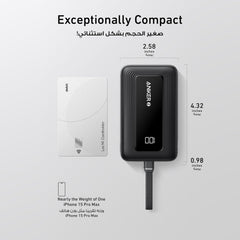 Anker Zolo Power Bank 10000mAh 30W with Built-in USB-C Cable - Black