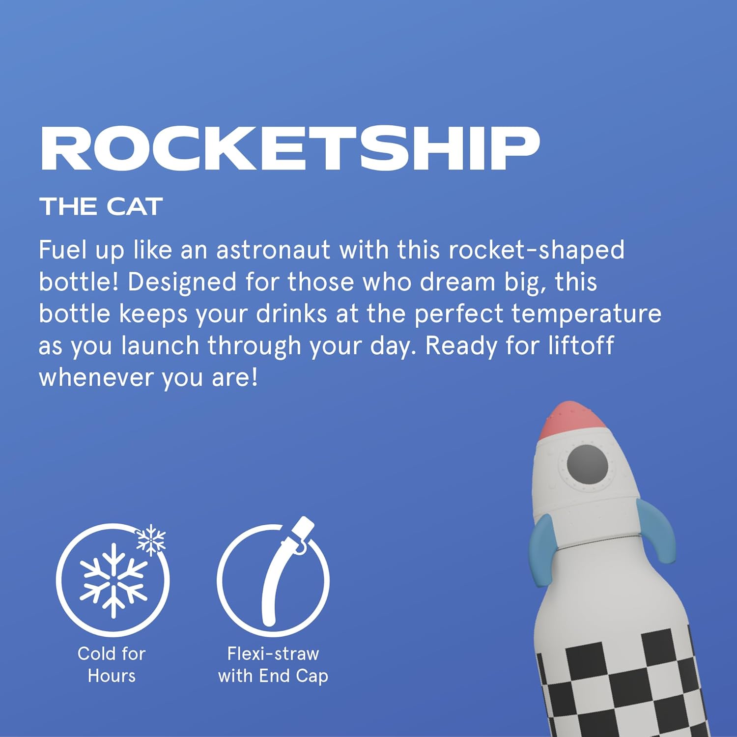 asobu Bestie Rocket Checker Kids Straw Bottle
