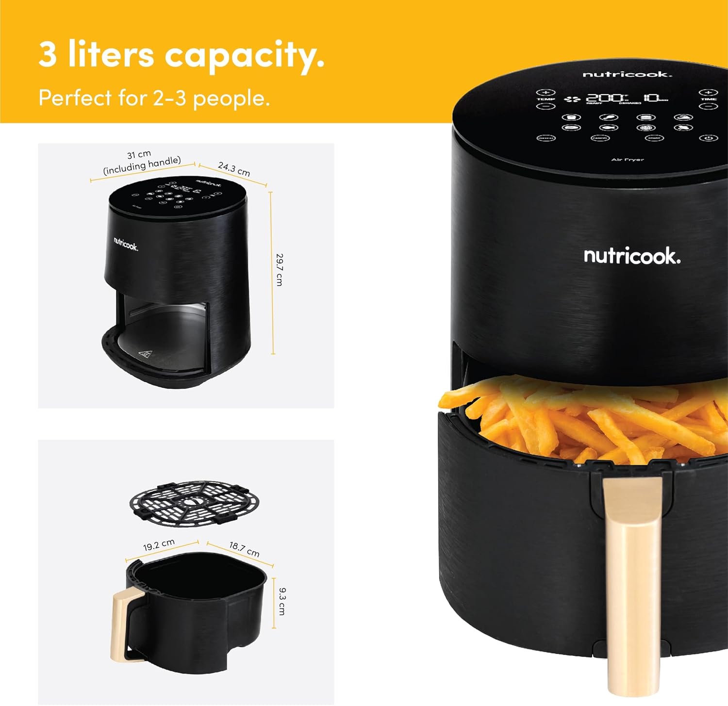 Nutricook Air Fryer Mini 1500 Watts - Black