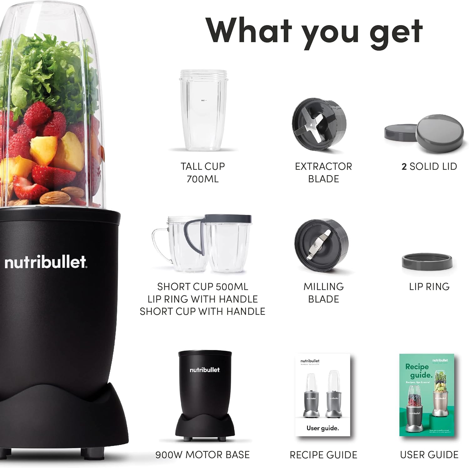 Nutribullet 900 Watts - Black - 9 Pieces