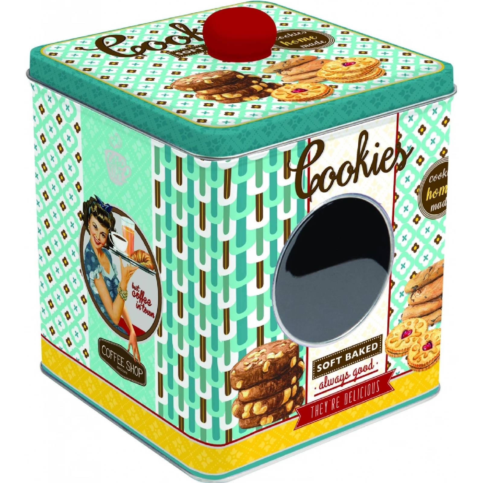 Easy Life Cookies 13x14.5cm Tin Box with Window - Multicolored