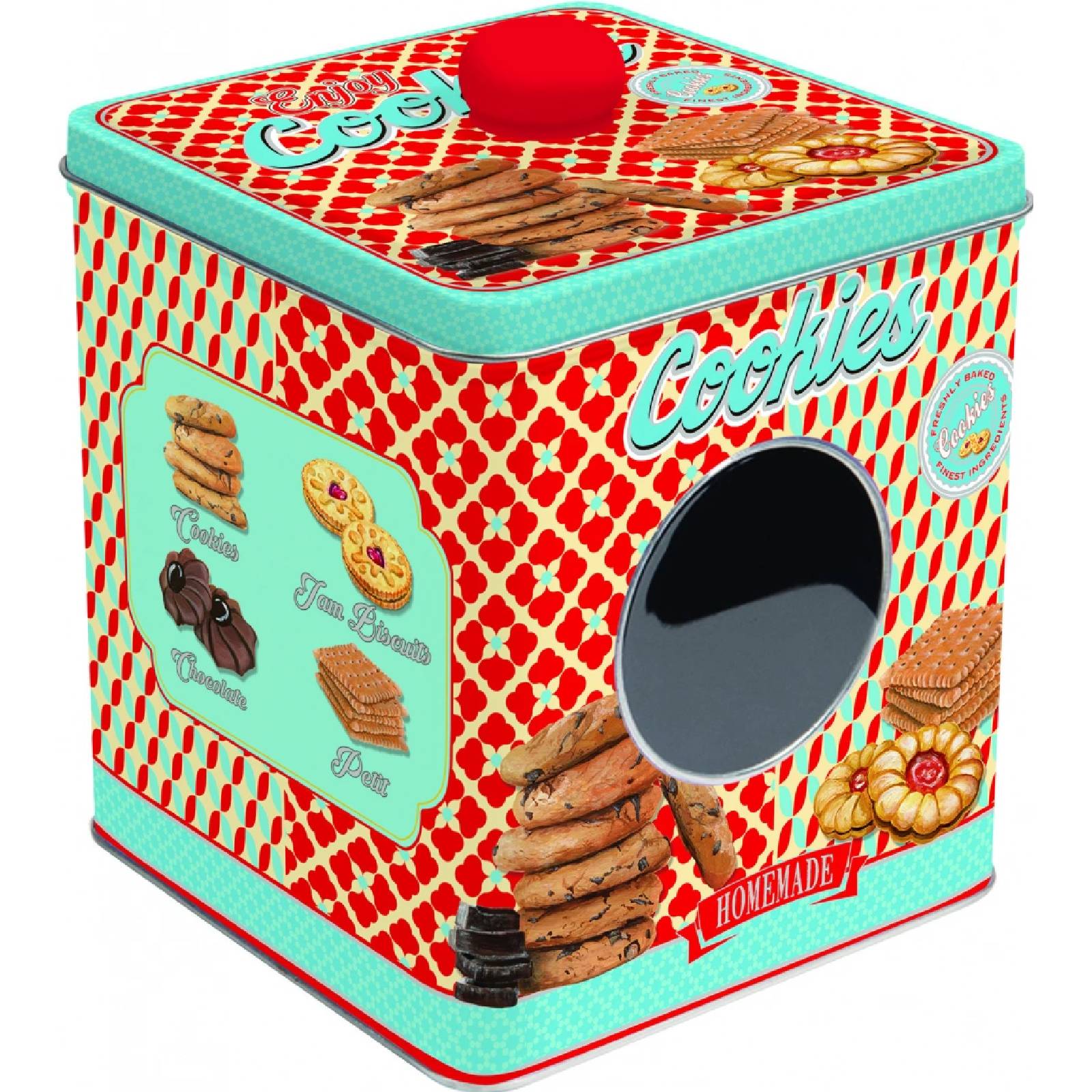 Easy Life Enjoy Cookies 13x14.5cm Tin Box with Window - Multicolored