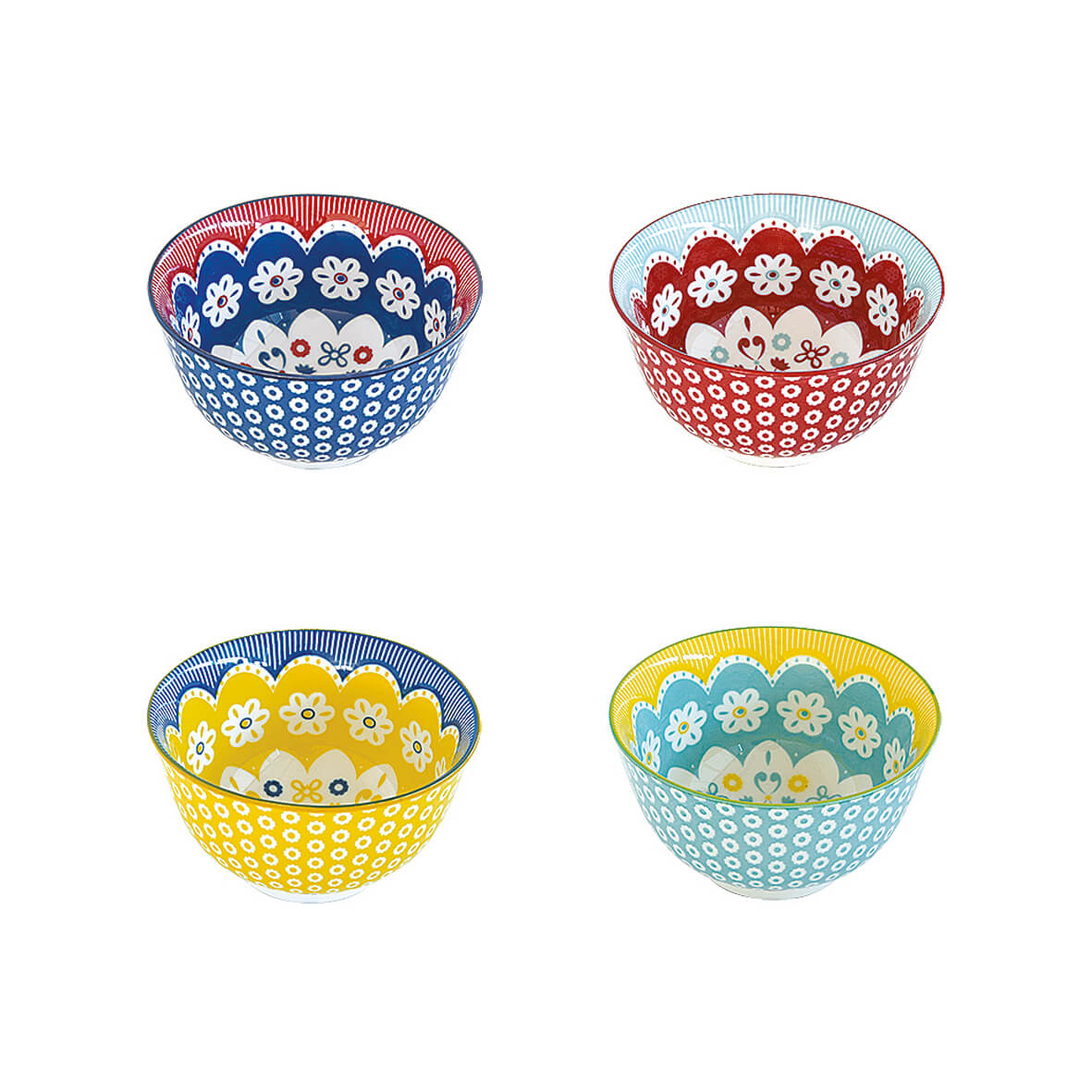 Easy Life Daisy 4-Piece 11cm Bowl Set in Box - Multicolored