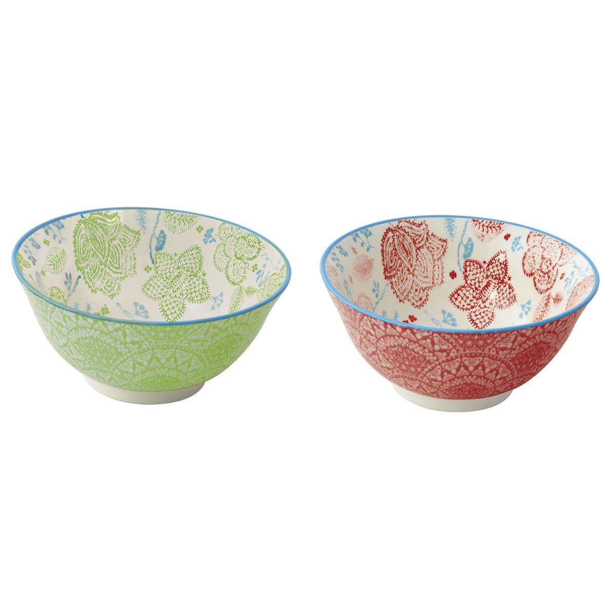 Easy Life Fleur VersaB 2-Piece 15cm Bowl Set in Box - Green & Red