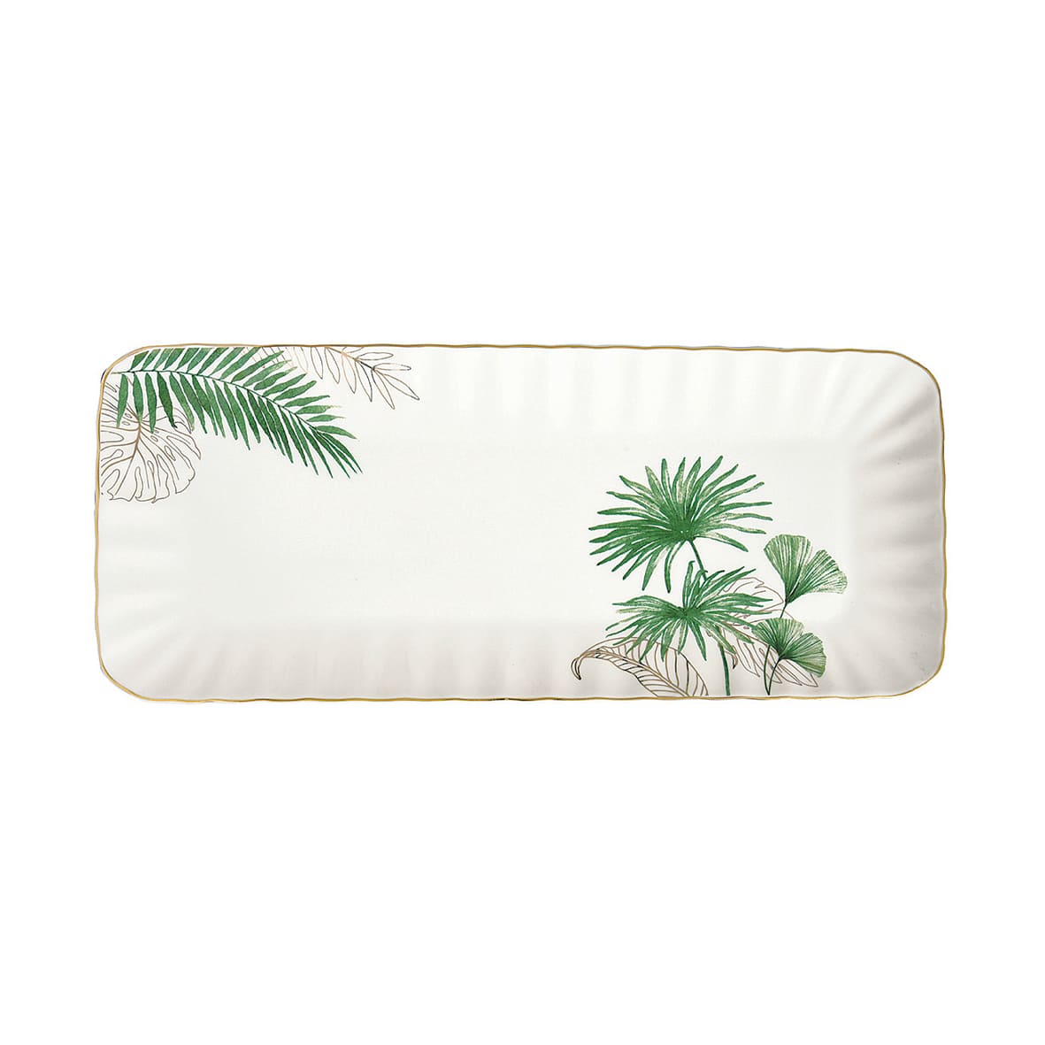 Easy Life Exotique 36x16cm Serving Plate in Box - White & Green