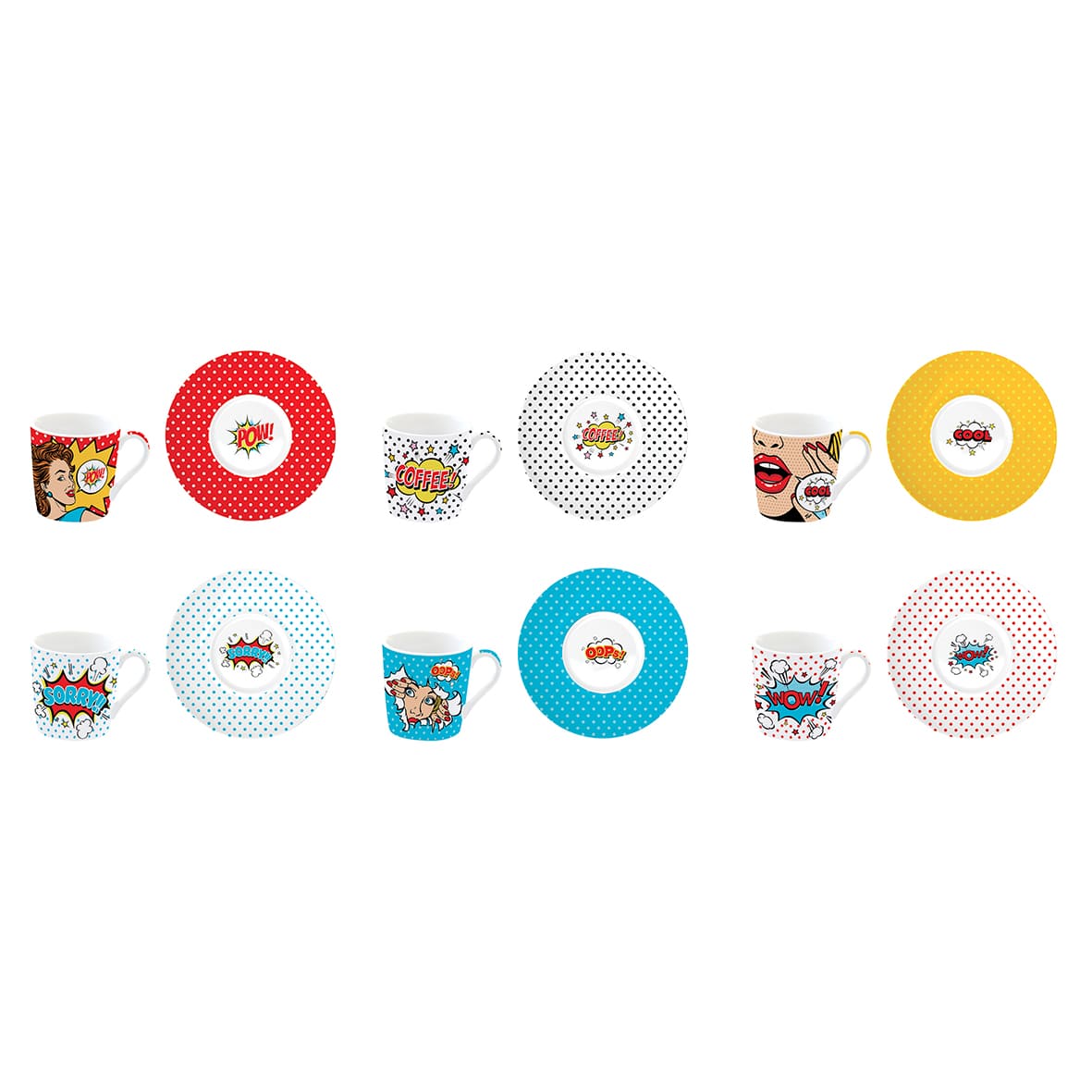 Easy Life Pop Art 100ml 12-Piece Coffee Set in Box - Multicolored