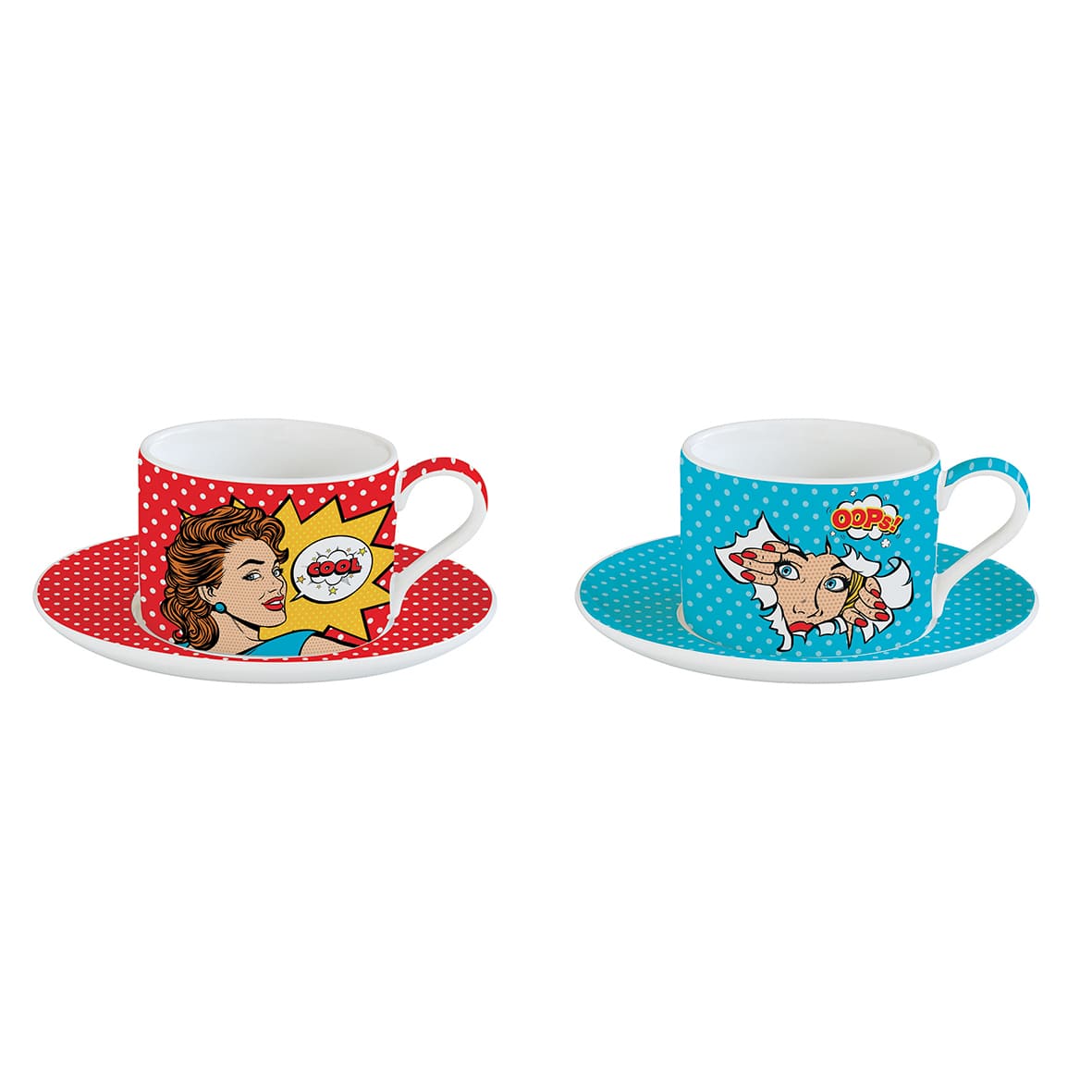 Easy Life Pop Art 240ml 4-Piece Teacups Set in Box - Multicolored