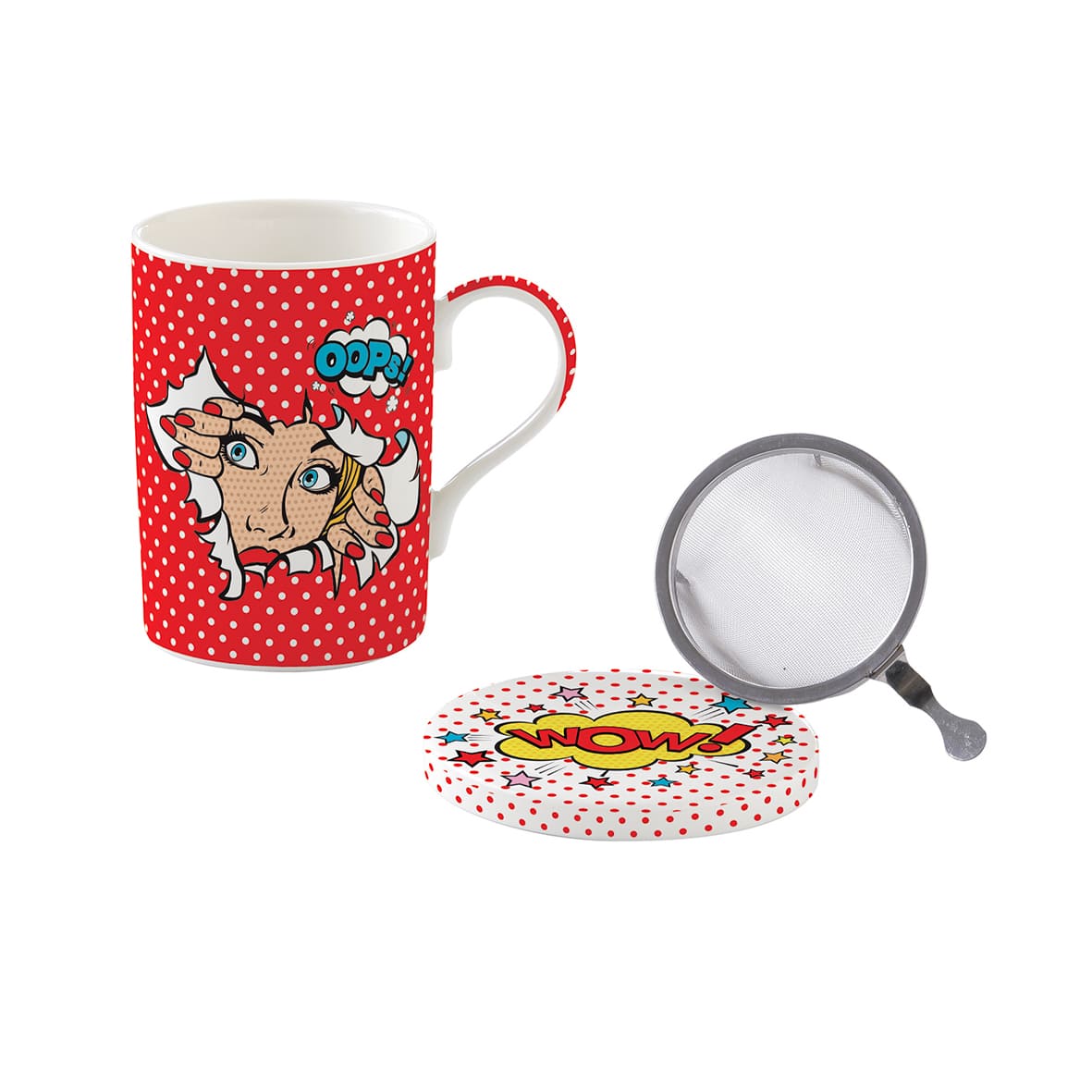 Easy Life Pop Art 350ml Mug with Infuser & Lid in Box - Multicolored