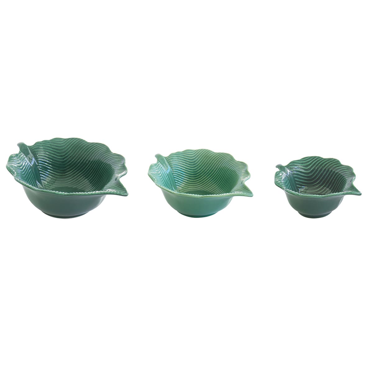Easy Life Madagascar Leaf 3-Piece Bowls Set in Box - Green