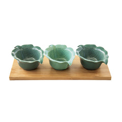 Easy Life Madagascar 4-Piece Leaf Appetizer Set in Box - Green