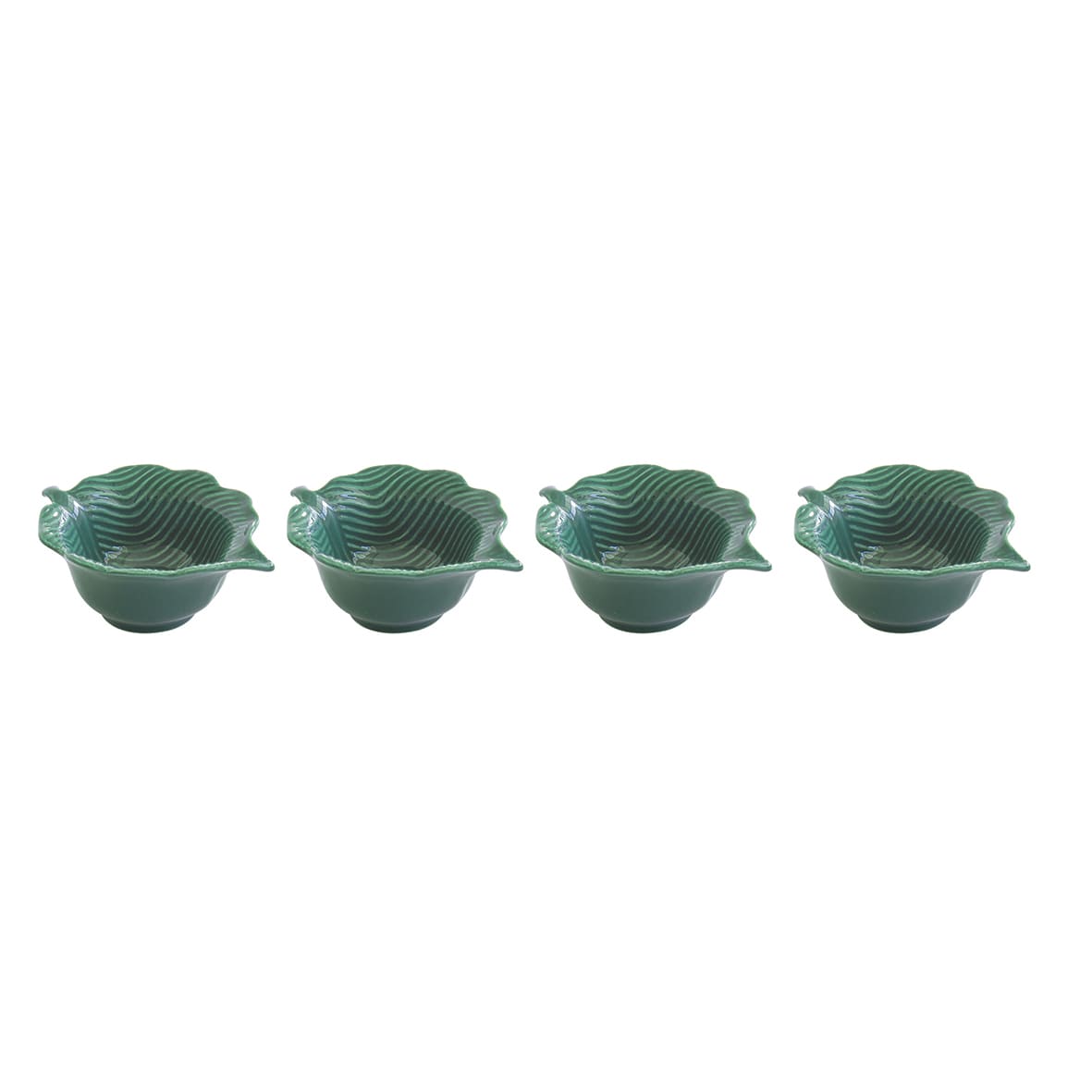 Easy Life Madagascar 10.5x8cm Leaf 4-Piece Bowls Set in Box - Green