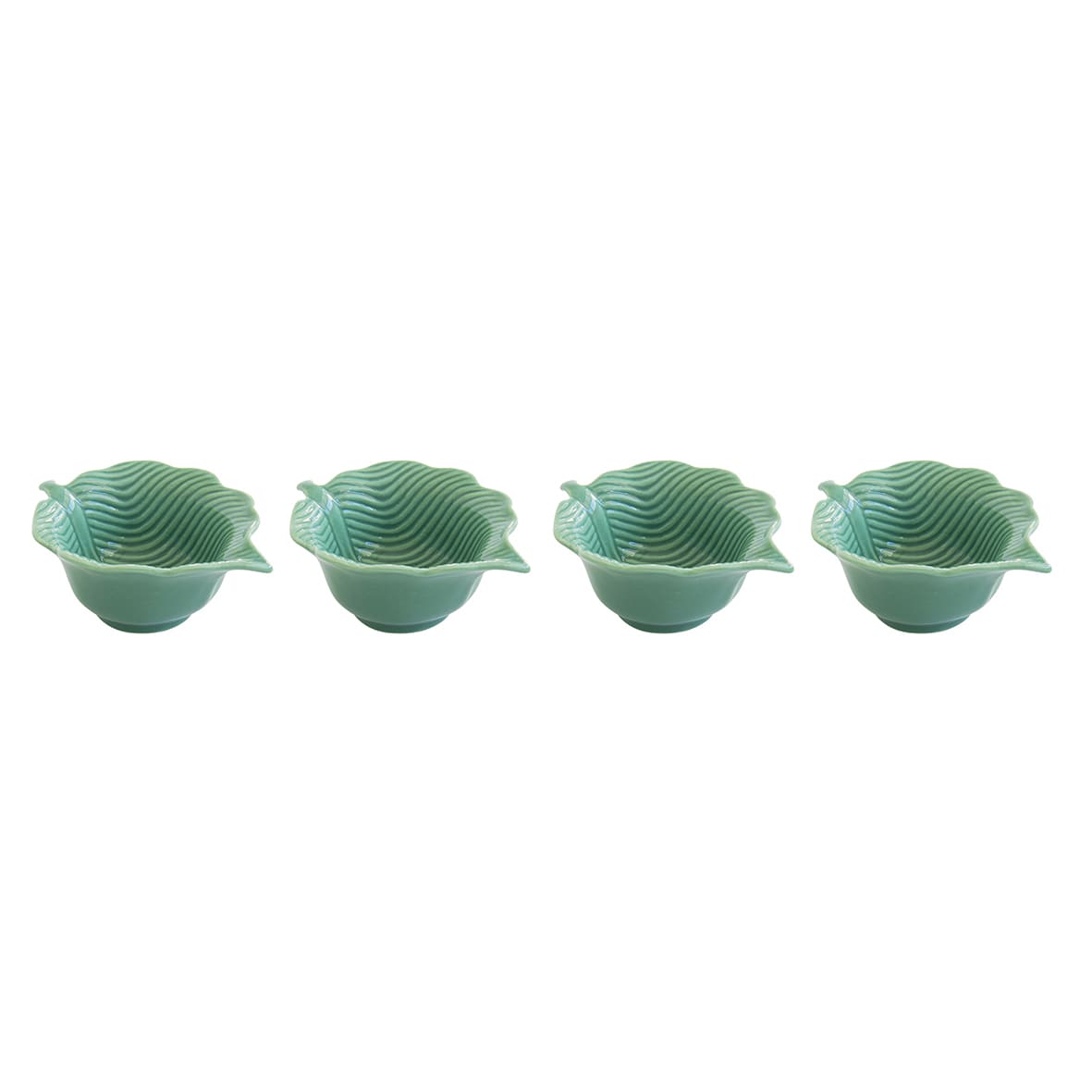 Easy Life Madagascar 10.5x8cm Leaf 4-Piece Bowls Set in Box - Light Green
