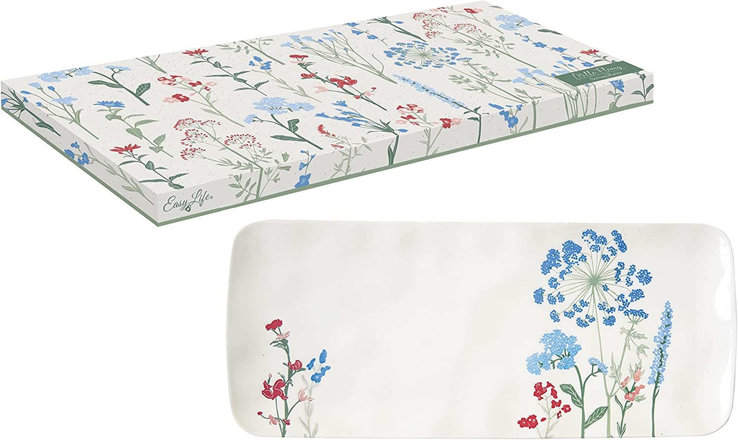 Easy Life Mille Fleurs 36x15.5cm Serving Platter - Blue & Red