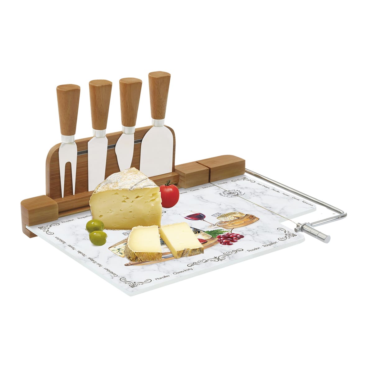 Easy Life Fromages Cheese Knives & Board with Cutter Set - Multicolored