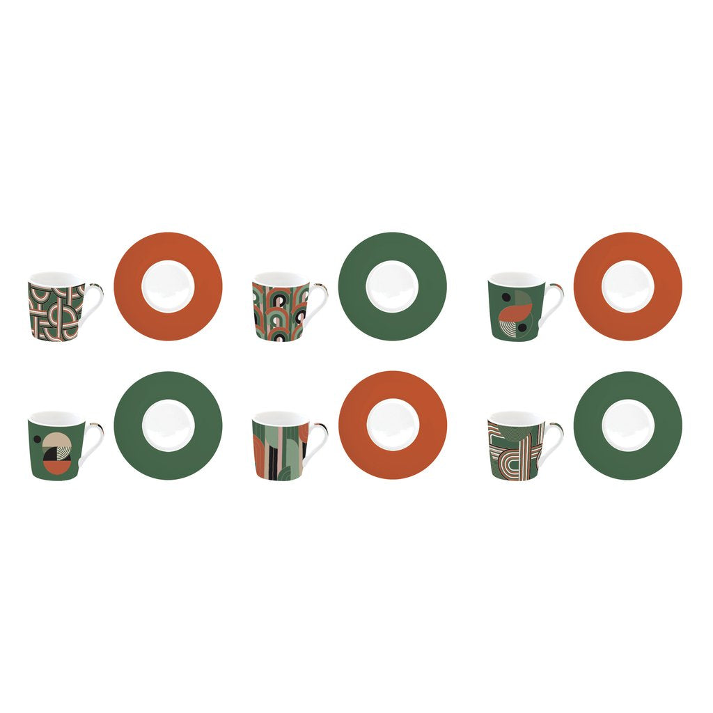 Easy Life Geometrical Loop 100ml 12-Piece Coffee Set in Box - Multicolored