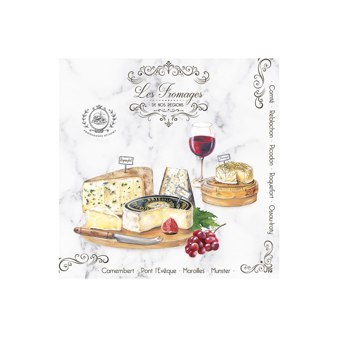 Easy Life Fromages 20-Piece Paper Napkin Set - Multicolored
