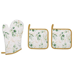Easy Life Botanique Set of Oven Glove & 2 Potholders - Multicolored