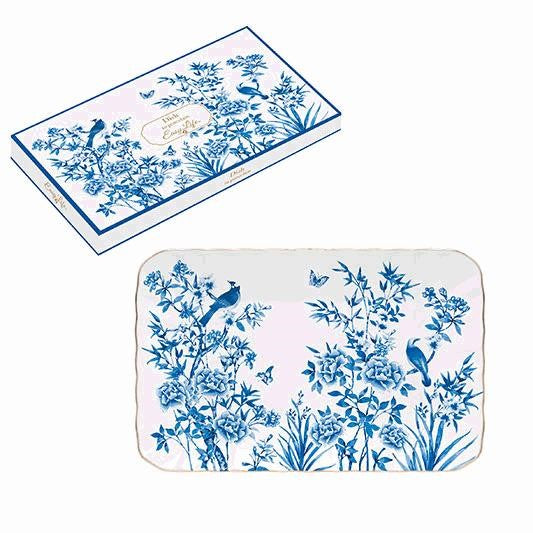 Easy Life Paradise Garden 20x13cm Side Platter in Box - White & Blue