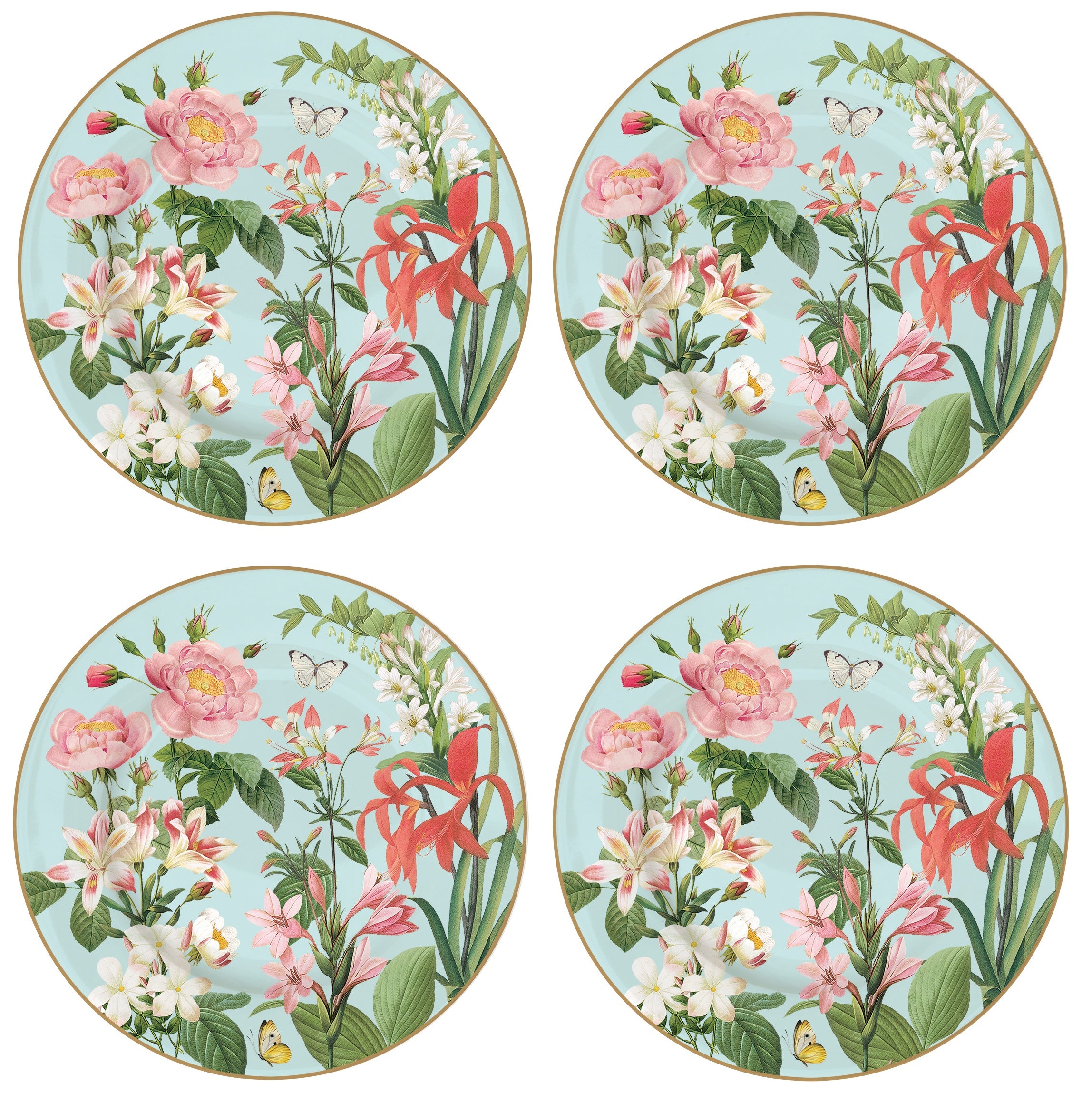 Easy Life Botanic Garden 4-Piece 19cm Dessert Plate Set in Box - Multicolored