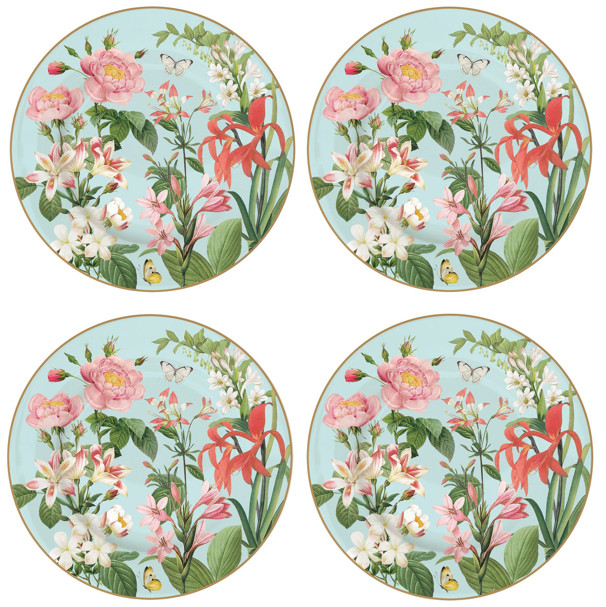 Easy Life Botanic Garden 4-Piece 19cm Dessert Plate Set in Box - Multicolored