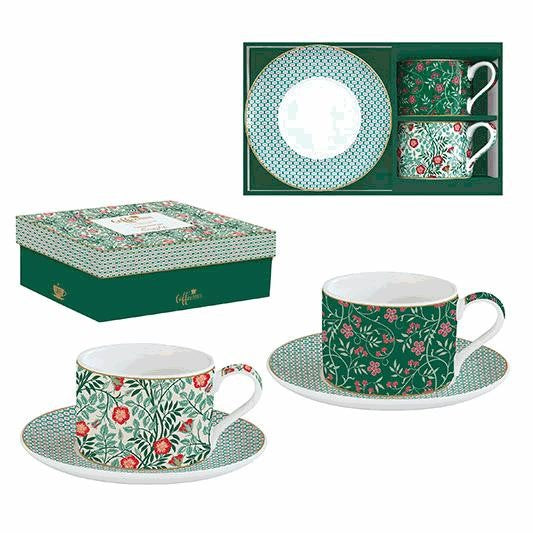 Easy Life Floral Fantasy 240ml 4-Piece Cups & Saucers Set in Box - Multicolored