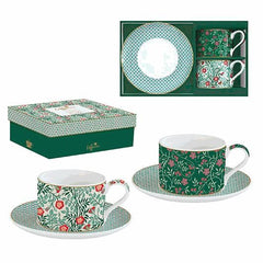 Easy Life Floral Fantasy 240ml 4-Piece Cups & Saucers Set in Box - Multicolored