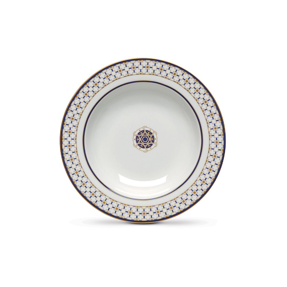 Easy Life Charles 21.5cm Soup Plate - Blue & Gold Toned