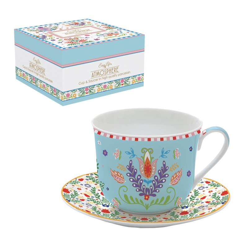Easy Life Spring Folk 400ml 2-Piece Teacup Set in Box - Multicolored