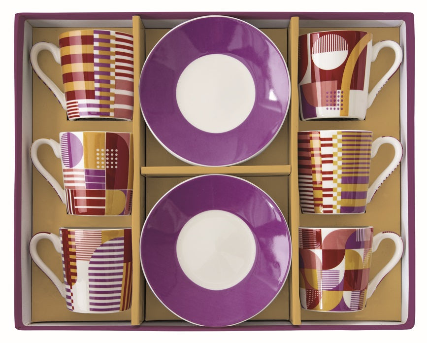 Easy Life Geometric Art 100ml 12-Piece Coffee Set in Box - Multicolored