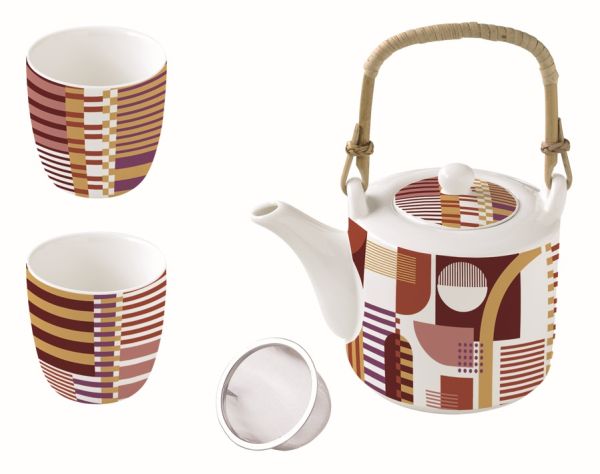 Easy Life Geometric Tea Set in Box - Multicolored