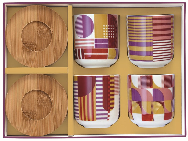 Easy Life Geometric Art 110ml 8-Piece Coffee Set in Box - Multicolored