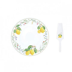 Easy Life Fleurs et Citrons Cake Serving Set in Box - Multicolored