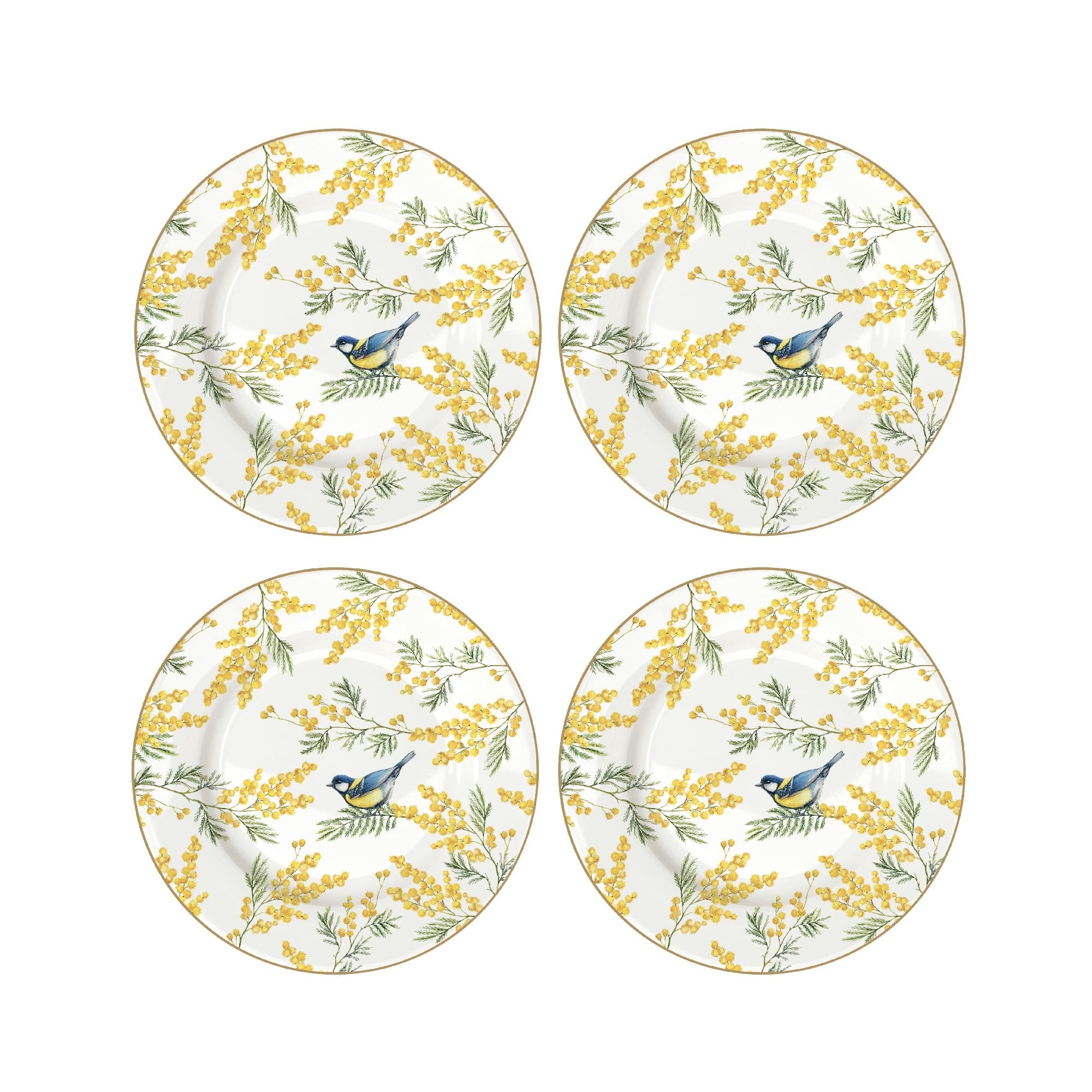 Easy Life Mimosa 4-Piece Dessert Plate Set in Box - Multicolored