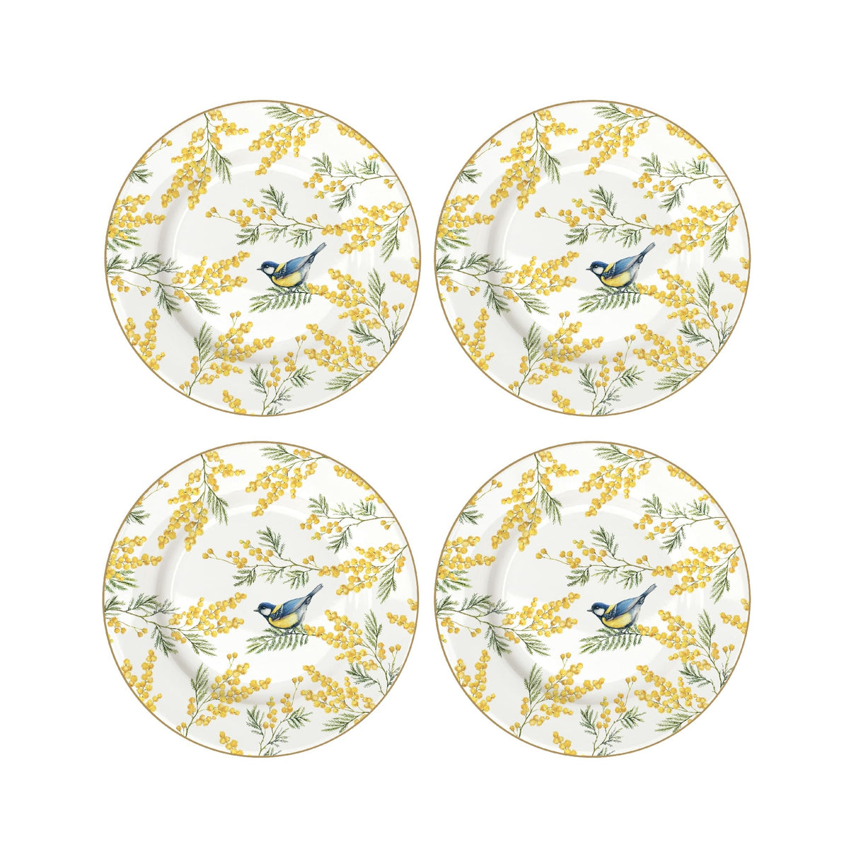 Easy Life Mimosa 4-Piece Dessert Plate Set in Box - Multicolored