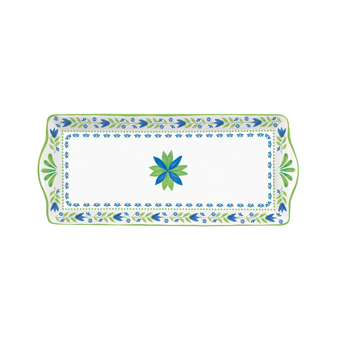 Easy Life Flowers Garden 35x15cm Serving Plate in Box - Blue & Green