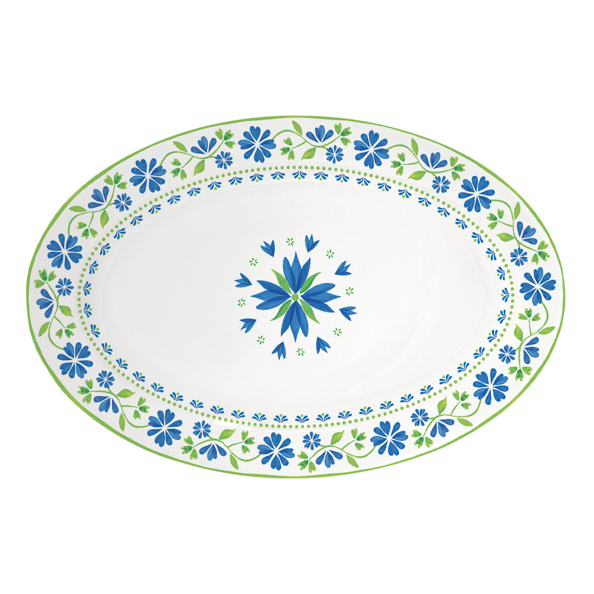 Easy Life Flowers Garden 35x23cm Serving Plate in Box - Blue & Green