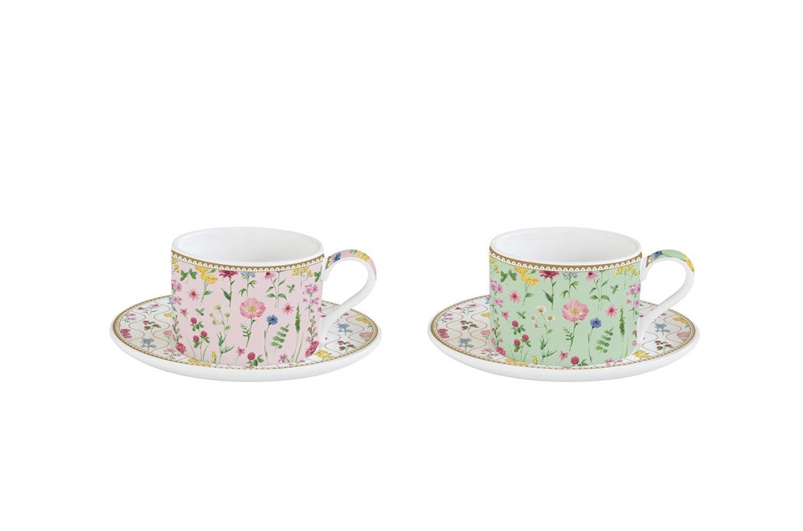 Easy Life Meadow Flowers 240ml 4-Piece Teacups Set in Box - Multicolored