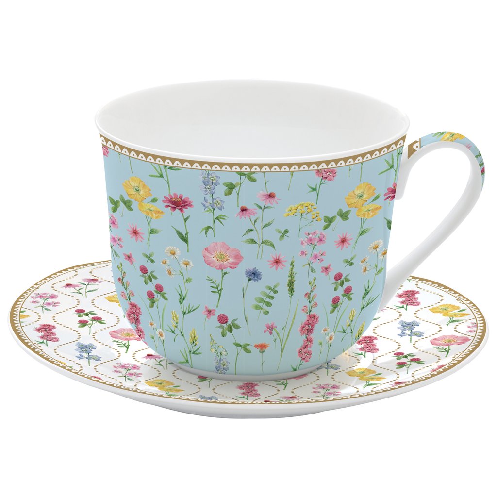 Easy Life Meadow Flowers 400ml 2-Piece Teacup Set in Box - Multicolored