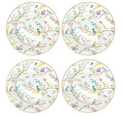Easy Life Birds Melody 4-Piece Dessert Plate Set in Box - Multicolored