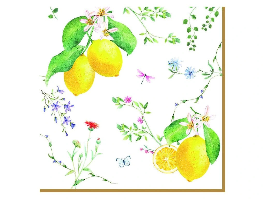 Easy Life Fleurs et Citrons 20-Piece Paper Napkin Set - Multicolored