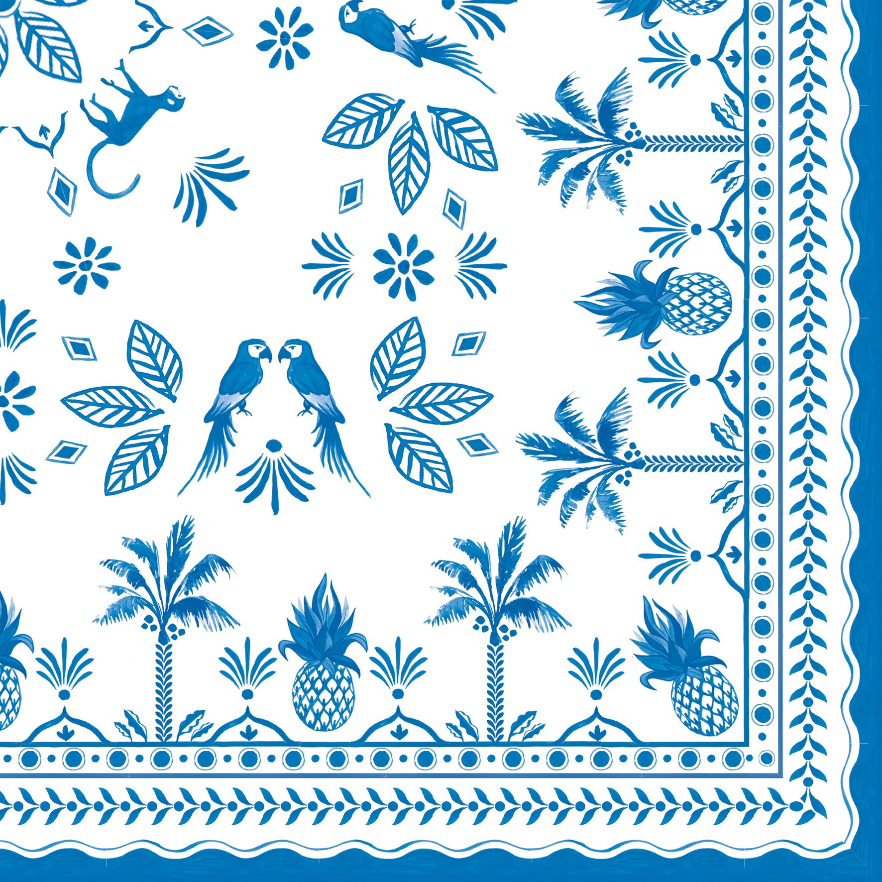 Easy Life Exotic Vibes 20-Piece Paper Napkin Set - White & Blue