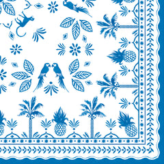 Easy Life Exotic Vibes 20-Piece Paper Napkin Set - White & Blue
