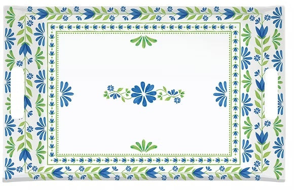 Easy Life Flowers Garden 47x31cm Tray - Blue & Green